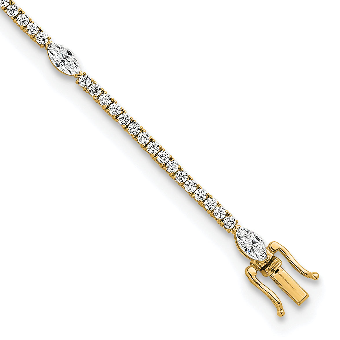 14K Yellow Gold True Origin 3 5/8 Carat Lab Grown Diamond Vs D E F Round And Marquise 7 Inch Bracelet