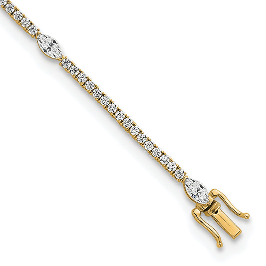 14K Yellow Gold True Origin 3 5/8 Carat Lab Grown Diamond Vs D E F Round And Marquise 7 Inch Bracelet