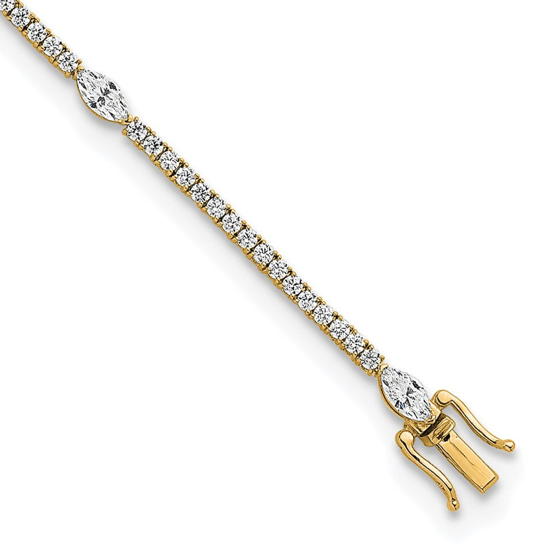 14K Yellow Gold True Origin 3 5/8 Carat Lab Grown Diamond Vs D E F Round And Marquise 7 Inch Bracelet