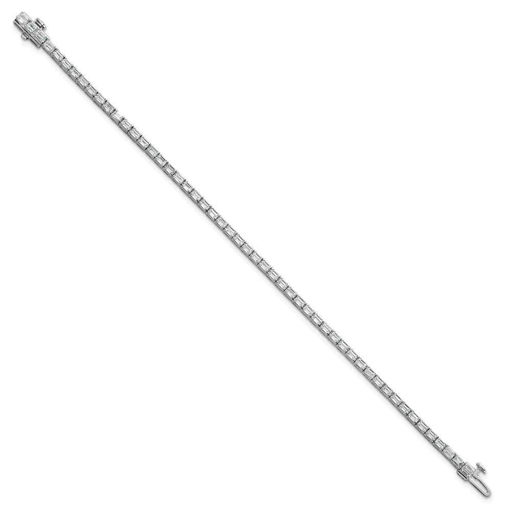 14K White Gold Lab Grown Diamond Vs+ F+ Emerald Tennis Bracelet