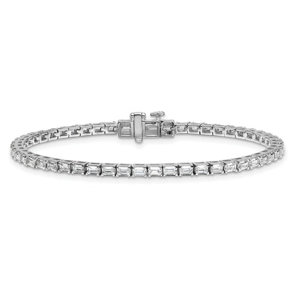14K White Gold Lab Grown Diamond Vs+ F+ Emerald Tennis Bracelet