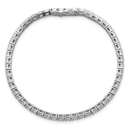 14K White Gold Lab Grown Diamond Vs+ F+ Emerald Tennis Bracelet