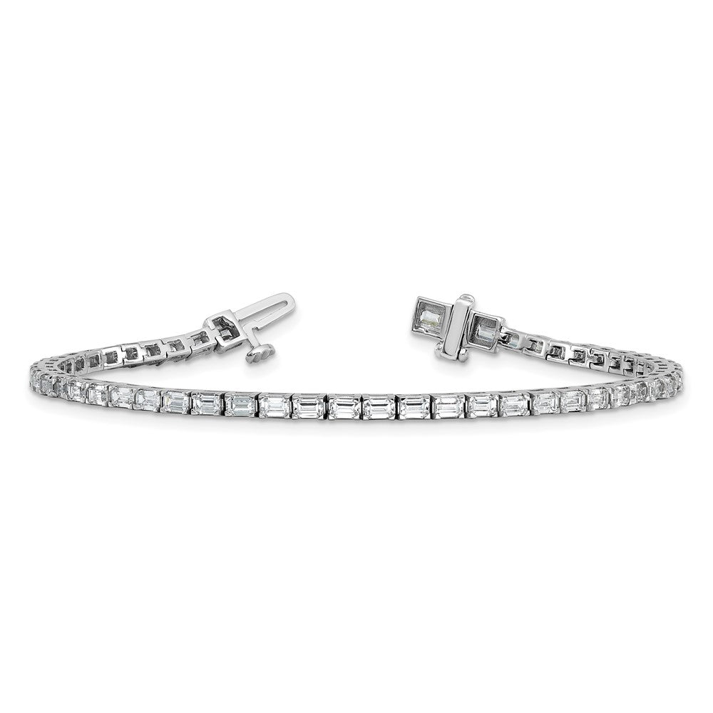 14K White Gold Certified Lab Grown Diamond Vs Def Emerald Tennis Bracelet