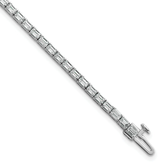 14K White Gold Lab Grown Diamond Vs+ F+ Emerald Tennis Bracelet