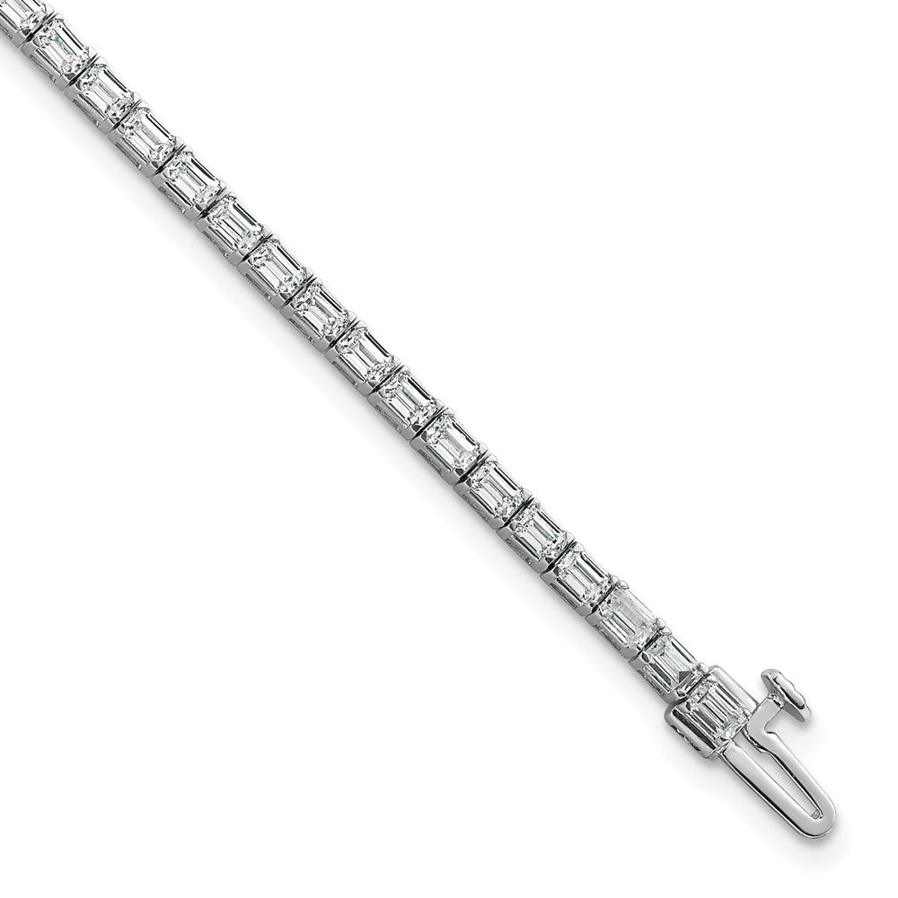 14K White Gold Lab Grown Diamond Vs+ F+ Emerald Tennis Bracelet