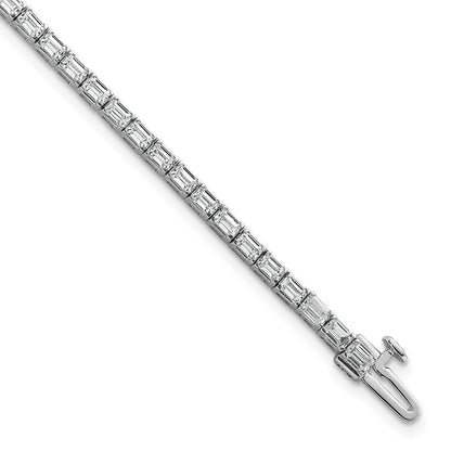 14K White Gold Lab Grown Diamond Vs+ F+ Emerald Tennis Bracelet
