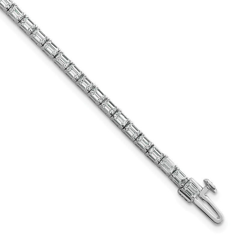 14K White Gold Lab Grown Diamond Vs+ F+ Emerald Tennis Bracelet
