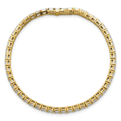 14K Yellow Gold Lab Grown Diamond Vs+ F+ Emerald Tennis Bracelet