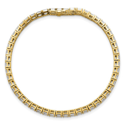 14K Yellow Gold Certified Lab Grown Diamond Vs Def Emerald Tennis Bracelet