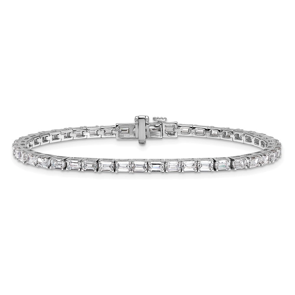 14K White Gold Lab Grown Diamond Vs+ F+ Emerald Tennis Bracelet