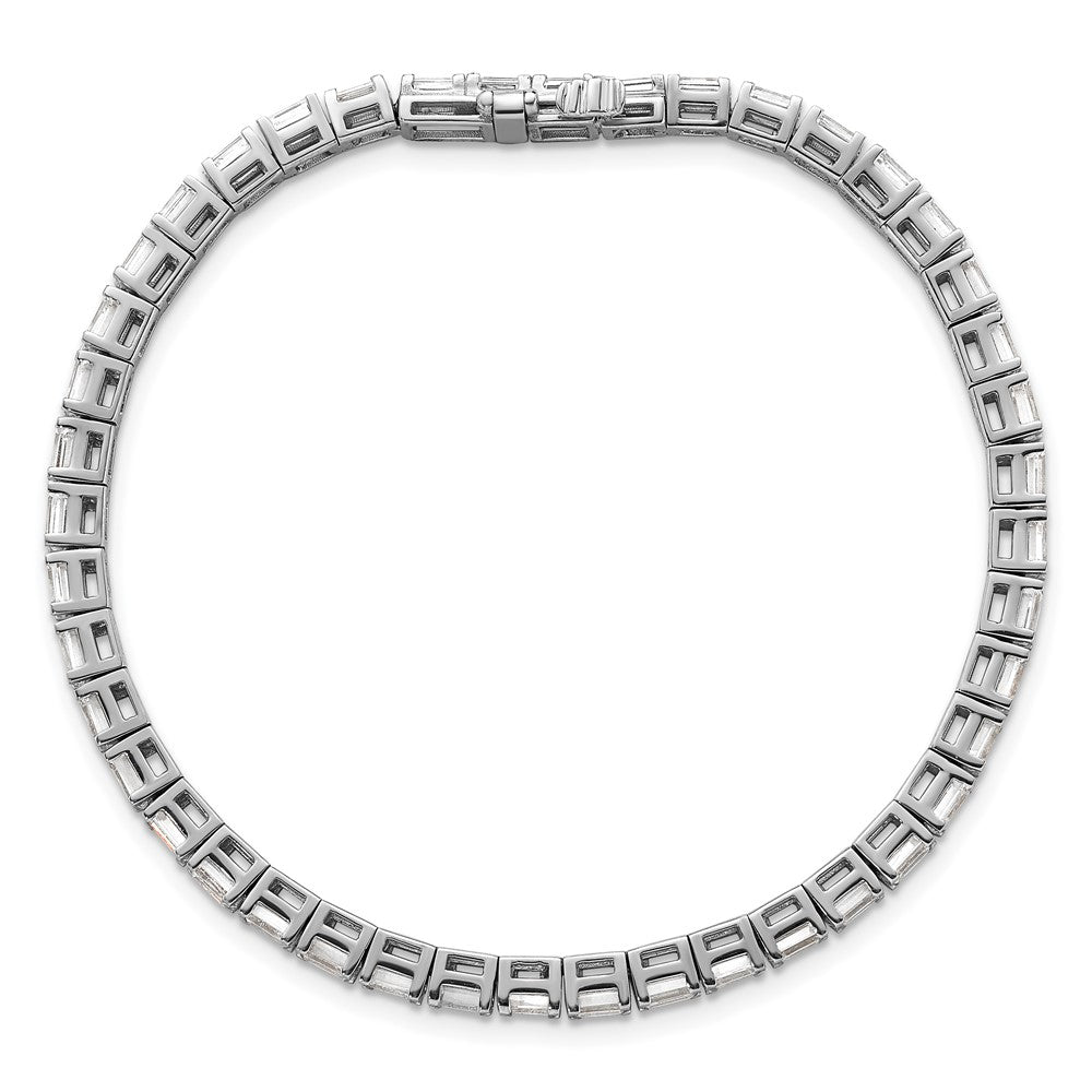 14K White Gold Lab Grown Diamond Vs+ F+ Emerald Tennis Bracelet