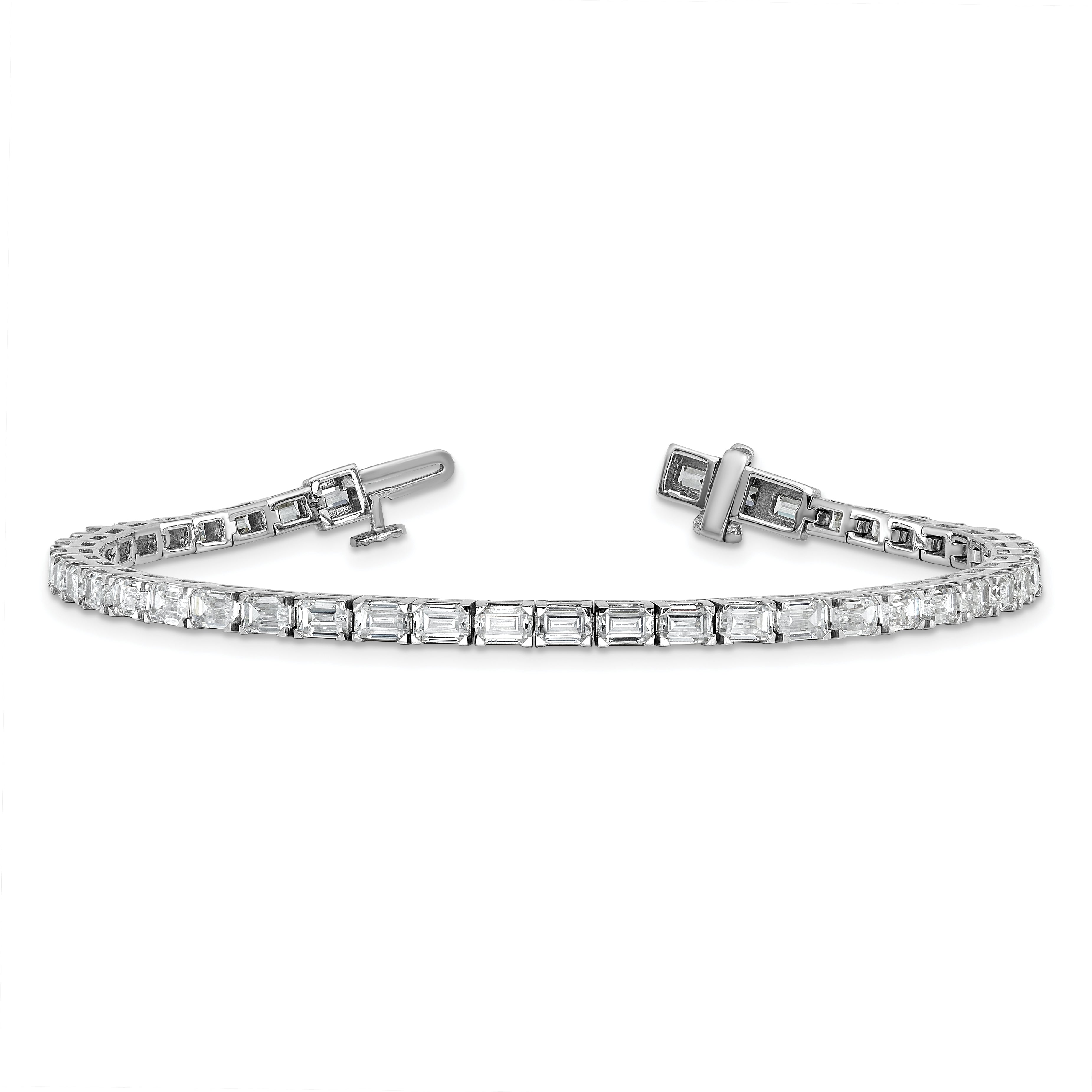 14K White Gold Lab Grown Diamond Vs/Si+ G+ Emerald Tennis Bracelet