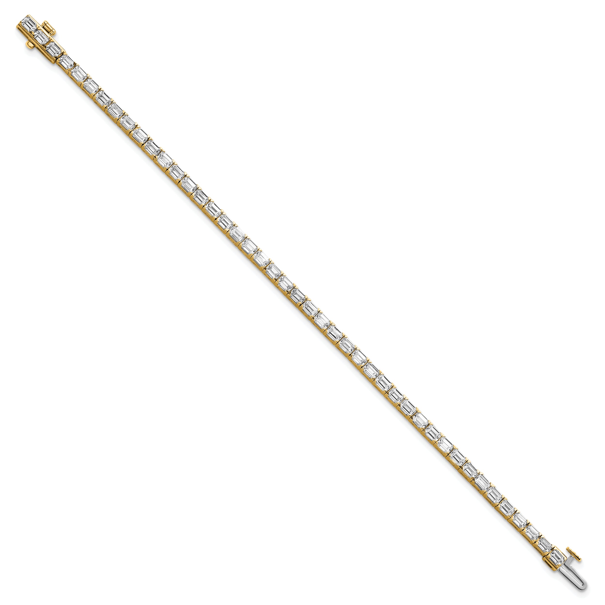 14K Yellow Gold Certified Lab Grown Diamond Vs Def Emerald Tennis Bracelet