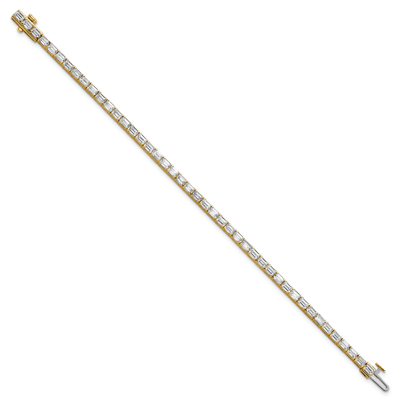 14K Yellow Gold Lab Grown Diamond Vs+ F+ Emerald Tennis Bracelet