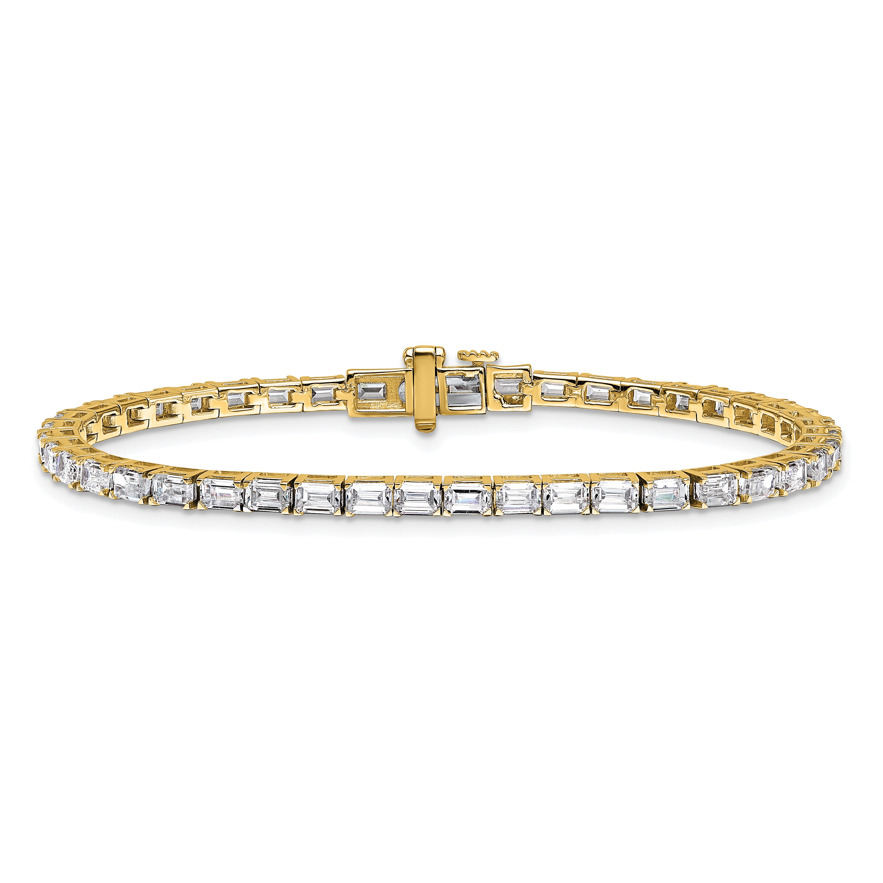 14K Yellow Gold Certified Lab Grown Diamond Vs Def Emerald Tennis Bracelet
