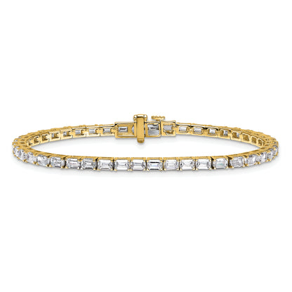 14K Yellow Gold Certified Lab Grown Diamond Vs Def Emerald Tennis Bracelet