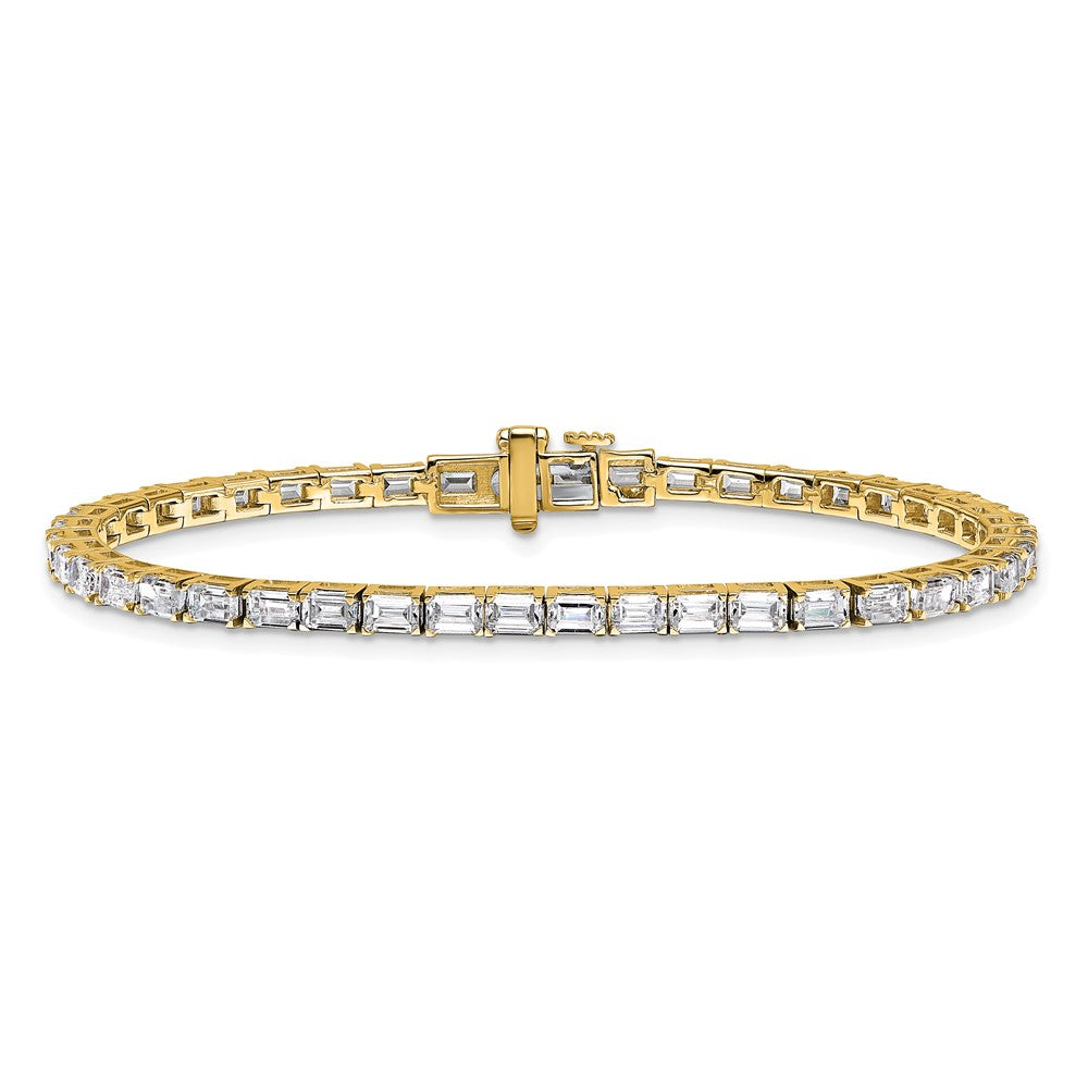 14K Yellow Gold Certified Lab Grown Diamond Vs Def Emerald Tennis Bracelet