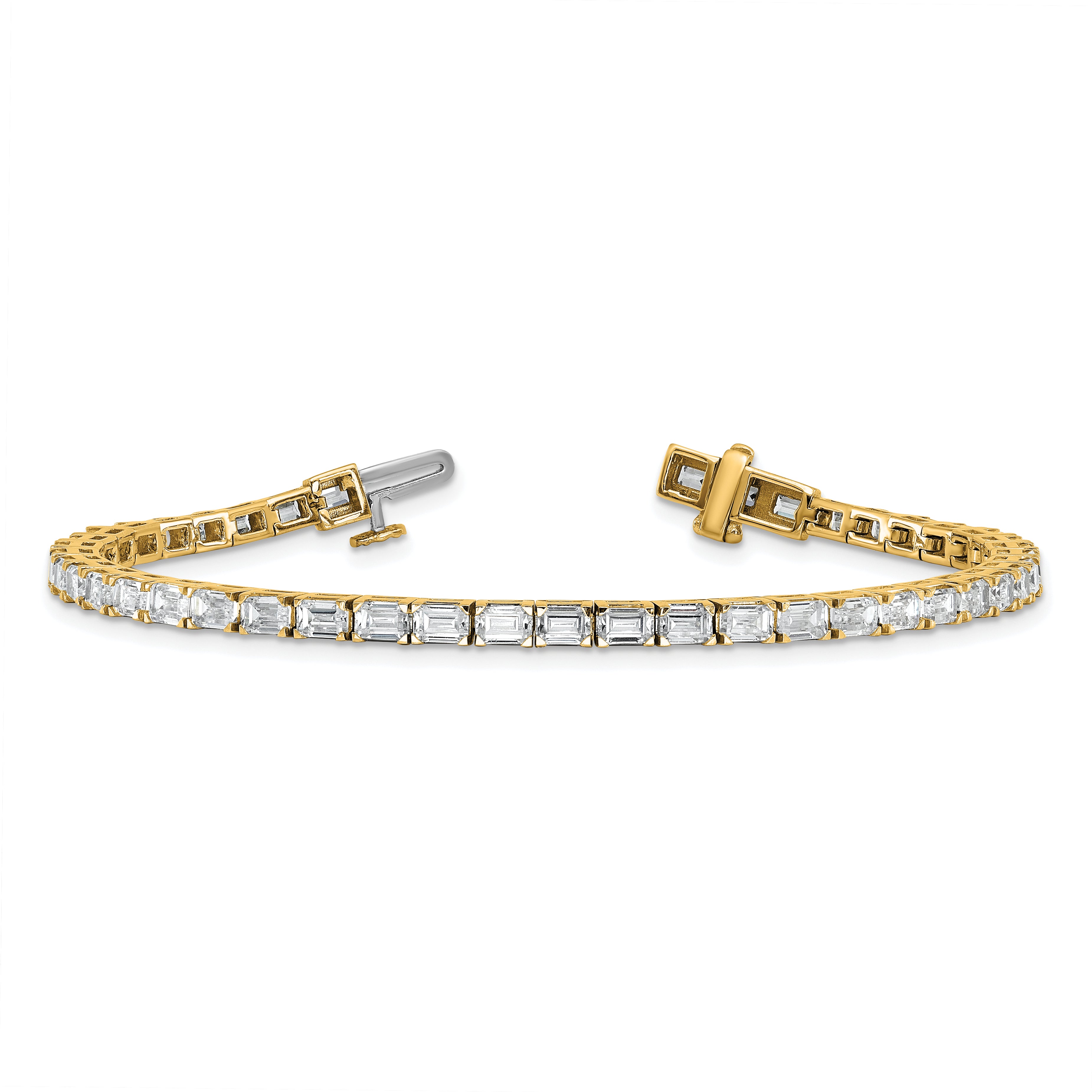14K Yellow Gold Certified Lab Grown Diamond Vs Def Emerald Tennis Bracelet