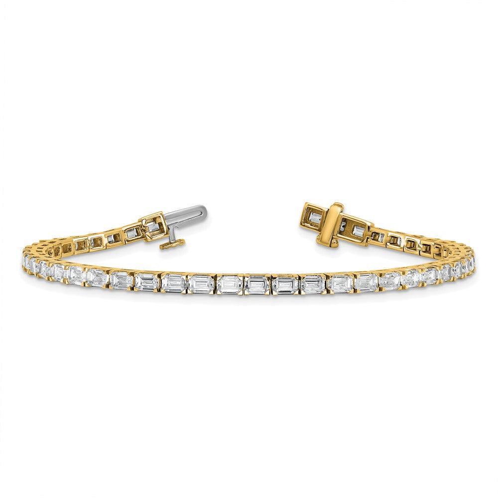 14K Yellow Gold Certified Lab Grown Diamond Vs Def Emerald Tennis Bracelet