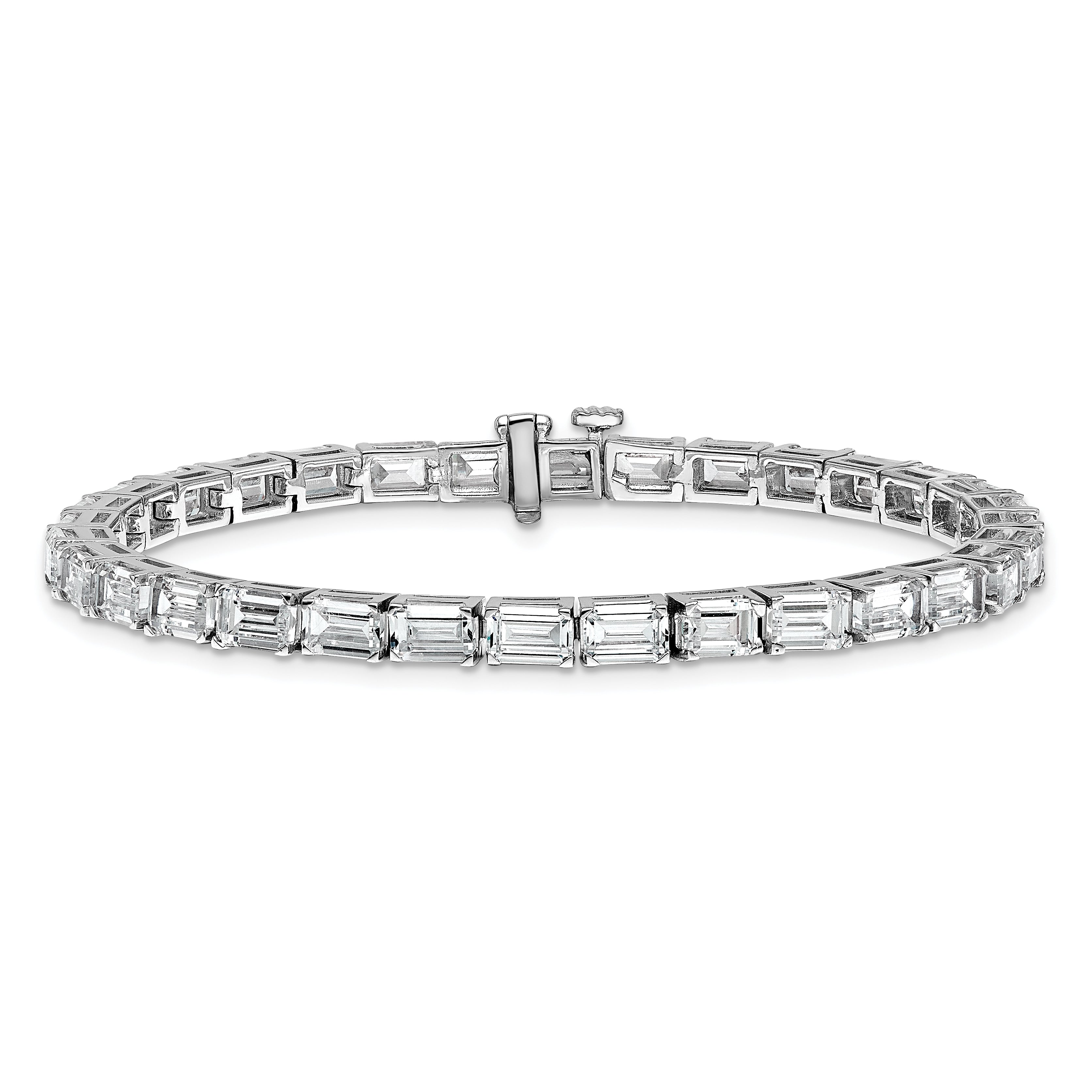 14K White Gold Ctw Vs+ F+ Lab Grown Emerald Diamond Tennis Bracelet