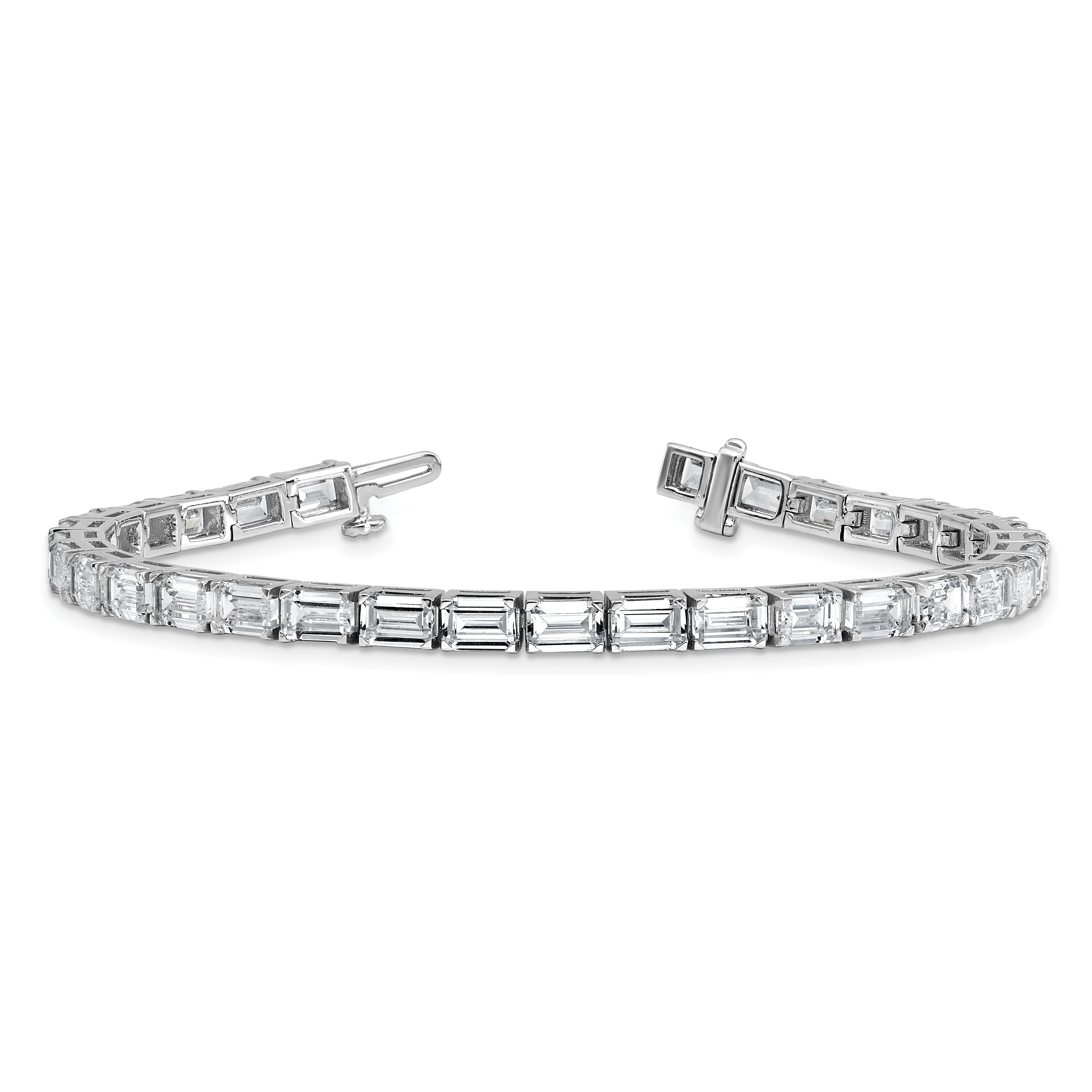 14K White Gold Ctw Vs+ F+ Lab Grown Emerald Diamond Tennis Bracelet