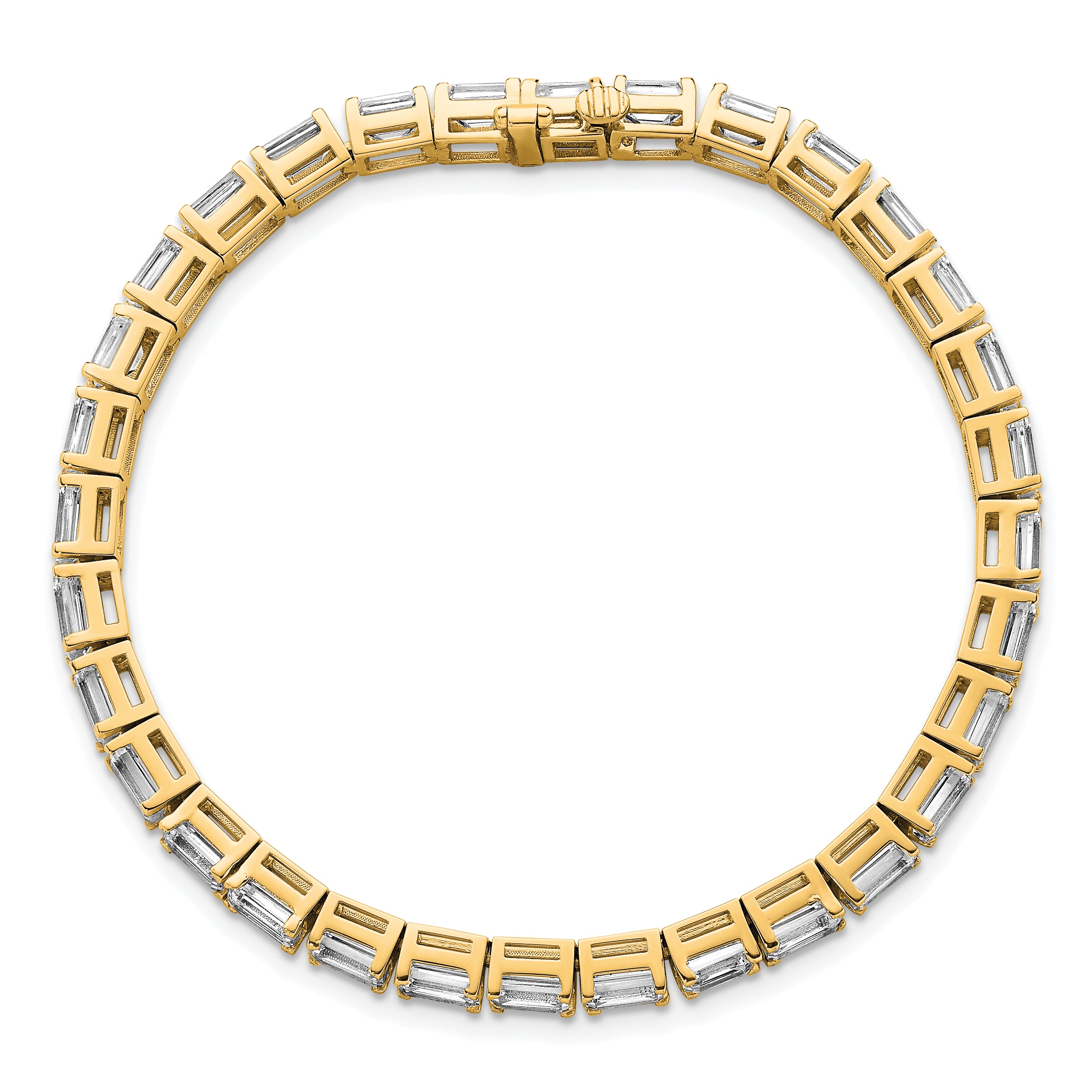 14K Yellow Gold Lab Grown Diamond Vs/Si+ G+ Emerald Tennis Bracelet