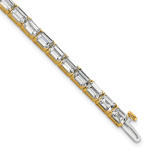 14K Yellow Gold Lab Grown Diamond Vs/Si+ G+ Emerald Tennis Bracelet
