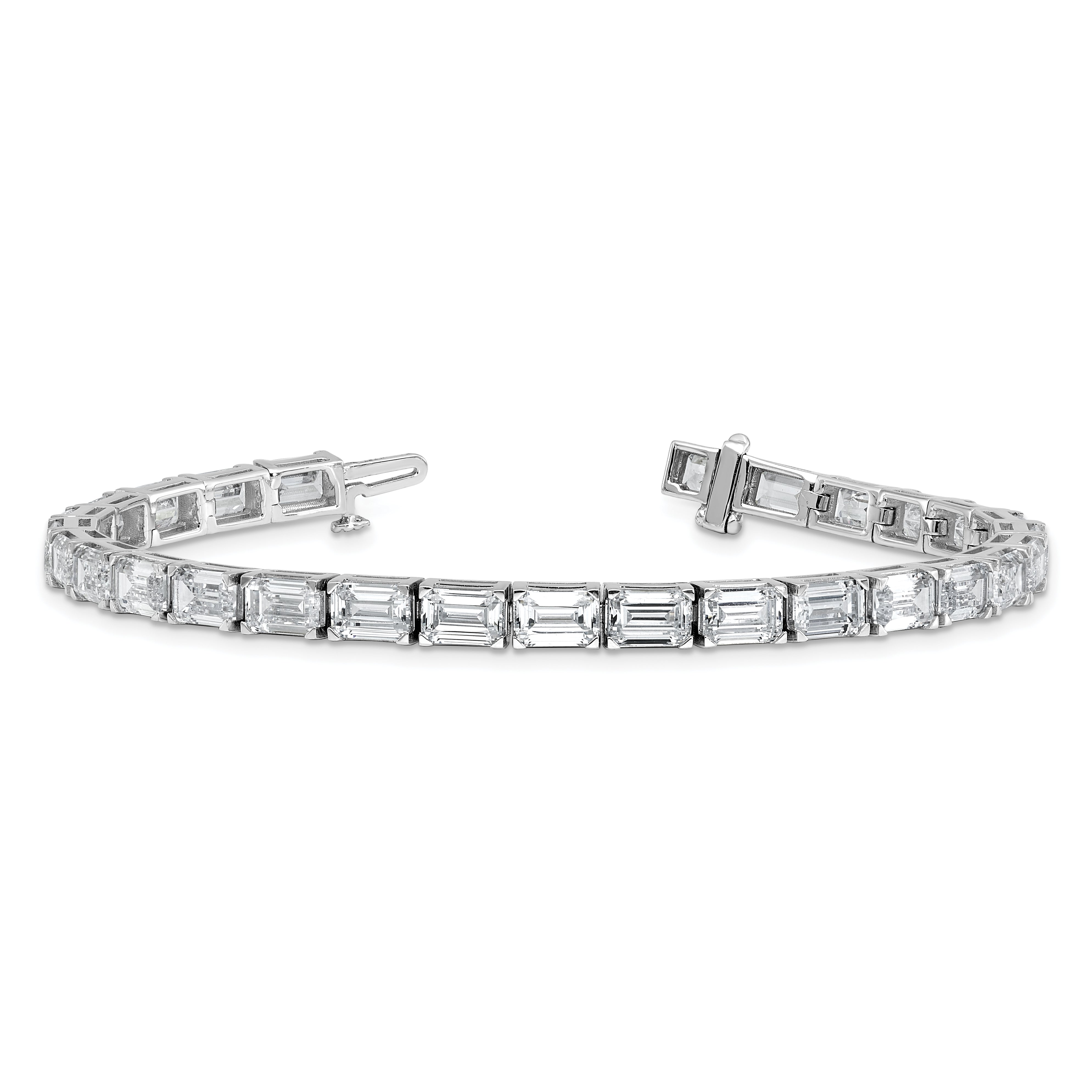 14K White Gold Lab Grown Diamond Vs/Si+ G+ Emerald Tennis Bracelet