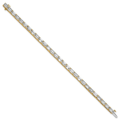 14K Yellow Gold Lab Grown Diamond Vs/Si+ G+ Emerald Tennis Bracelet