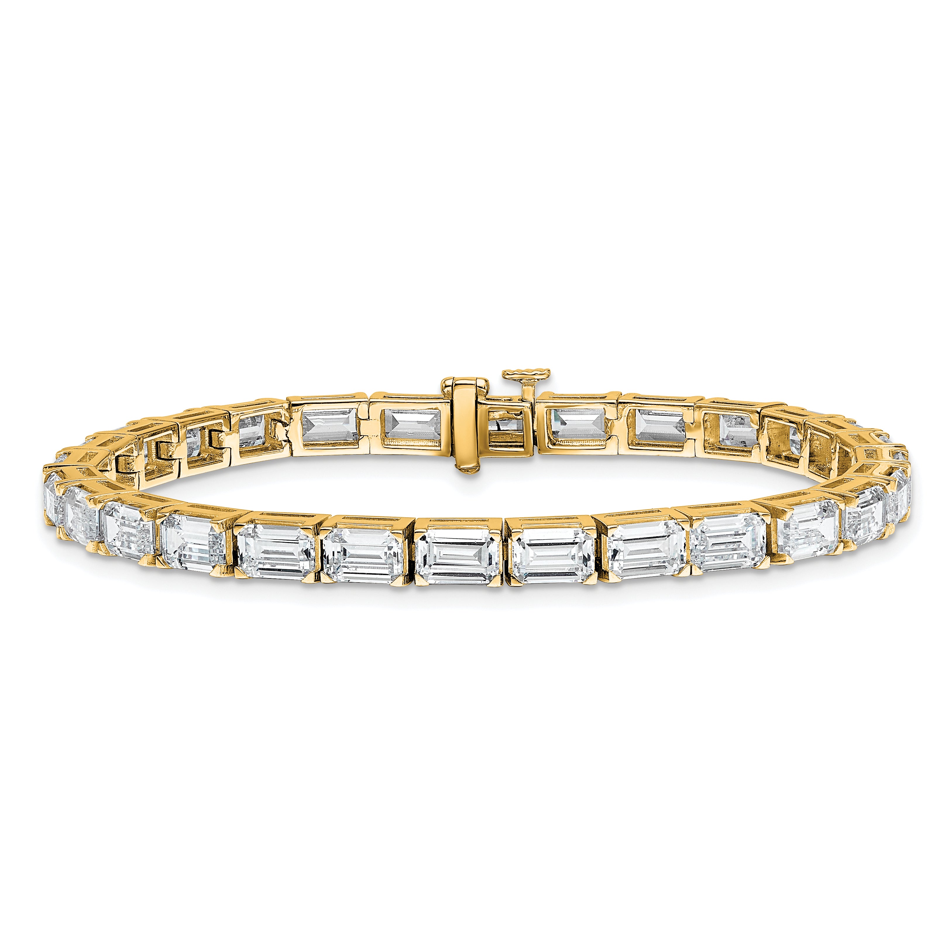 14K Yellow Gold Certified Lab Grown Diamond Vs/Si Fgh Emerald Tennis Bracelet