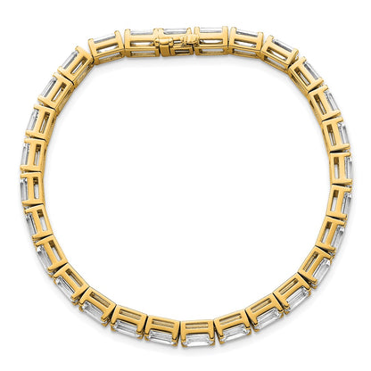 14K Yellow Gold Lab Grown Diamond Vs/Si+ G+ Emerald Tennis Bracelet