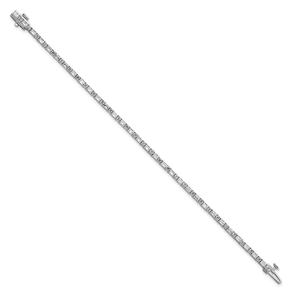 14K White Gold Certified Vs Def Lab Grown Emerald And Round Diamond Tennis