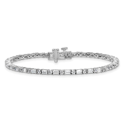 14K White Gold Certified Vs Def Lab Grown Emerald And Round Diamond Tennis