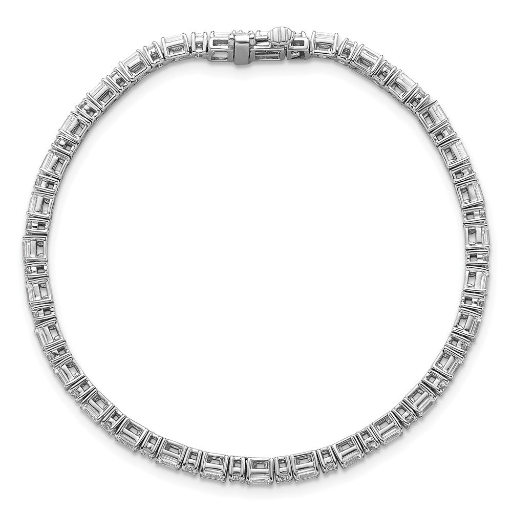 14K White Gold Certified Vs Def Lab Grown Emerald And Round Diamond Tennis
