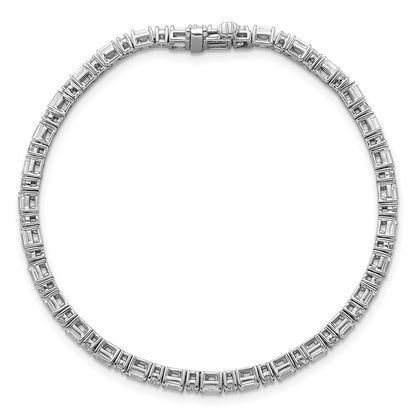14K White Gold Certified Vs Def Lab Grown Emerald And Round Diamond Tennis