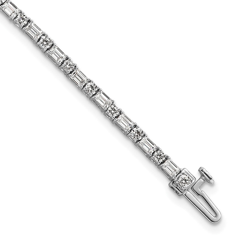 14K White Gold Certified Vs Def Lab Grown Emerald And Round Diamond Tennis