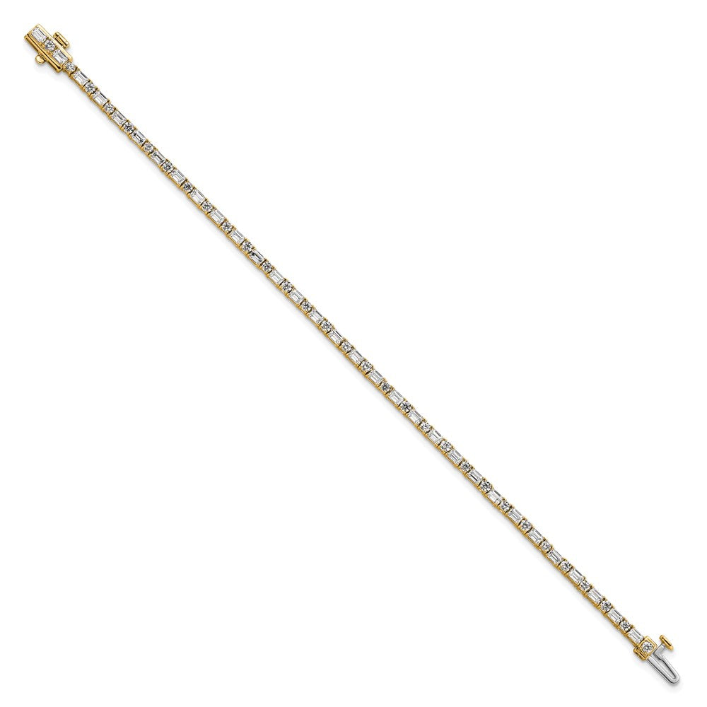 14K Yellow Gold Vs+ F+ Lab Grown Emerald And Round Diamond Tennis Bra