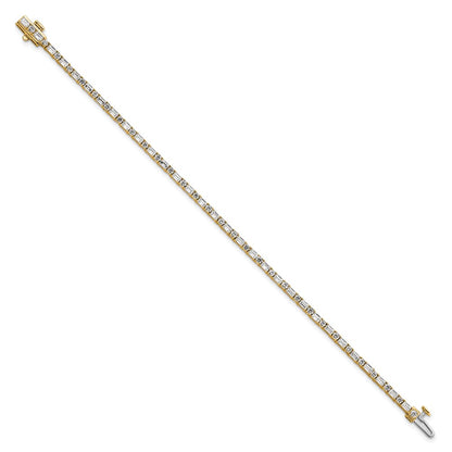 14K Yellow Gold Vs+ F+ Lab Grown Emerald And Round Diamond Tennis Bra