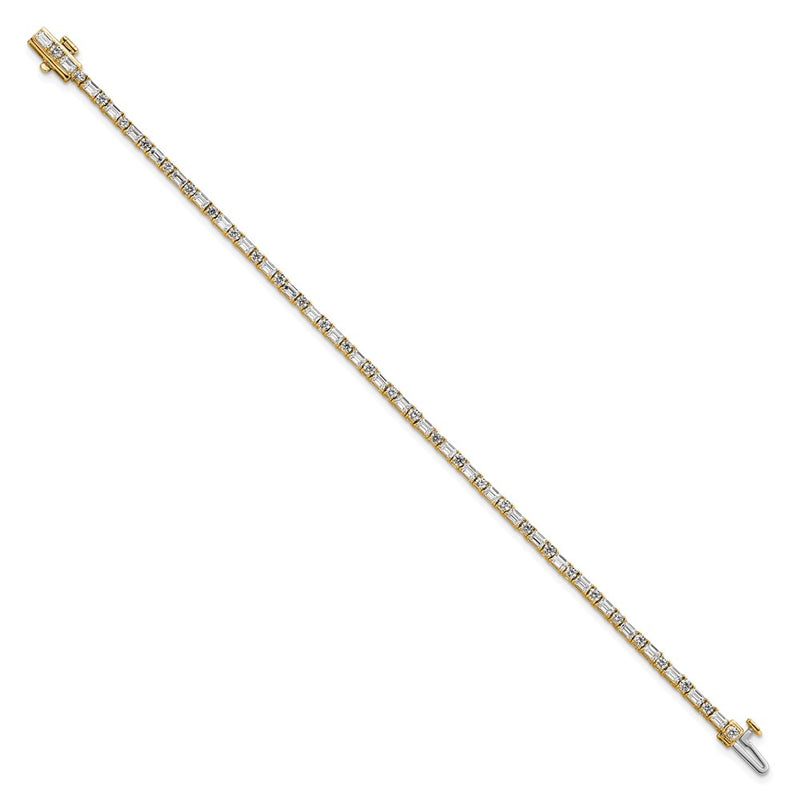 14K Yellow Gold Vs/Si+ G+ Lab Grown Emerald And Round Diamond Tennis Brac