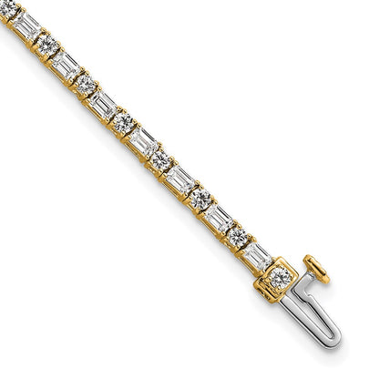 14K Yellow Gold Vs+ F+ Lab Grown Emerald And Round Diamond Tennis Bra