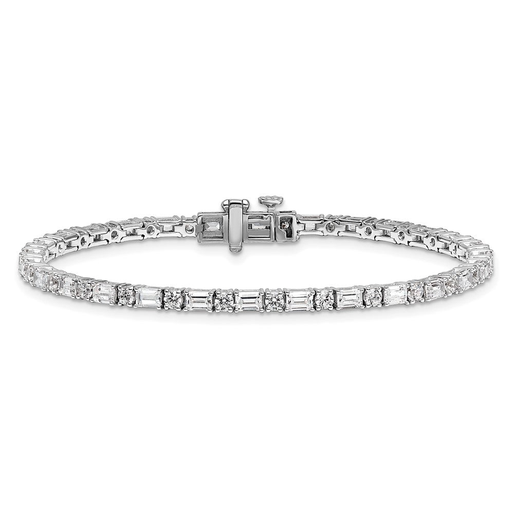 14K White Gold 4 7/8 Carat Certified Lab Grown Diamond Vs+ F+ Complete Emerald And Round Tennis Bracelet