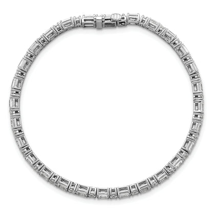 14K White Gold 4 7/8 Carat Lab Grown Diamond Vs+ F+ Complete Emerald And Round Tennis Bracelet