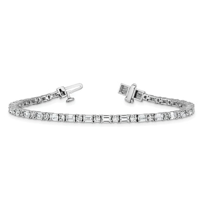 14K White Gold 4 7/8 Carat Lab Grown Diamond Vs+ F+ Complete Emerald And Round Tennis Bracelet