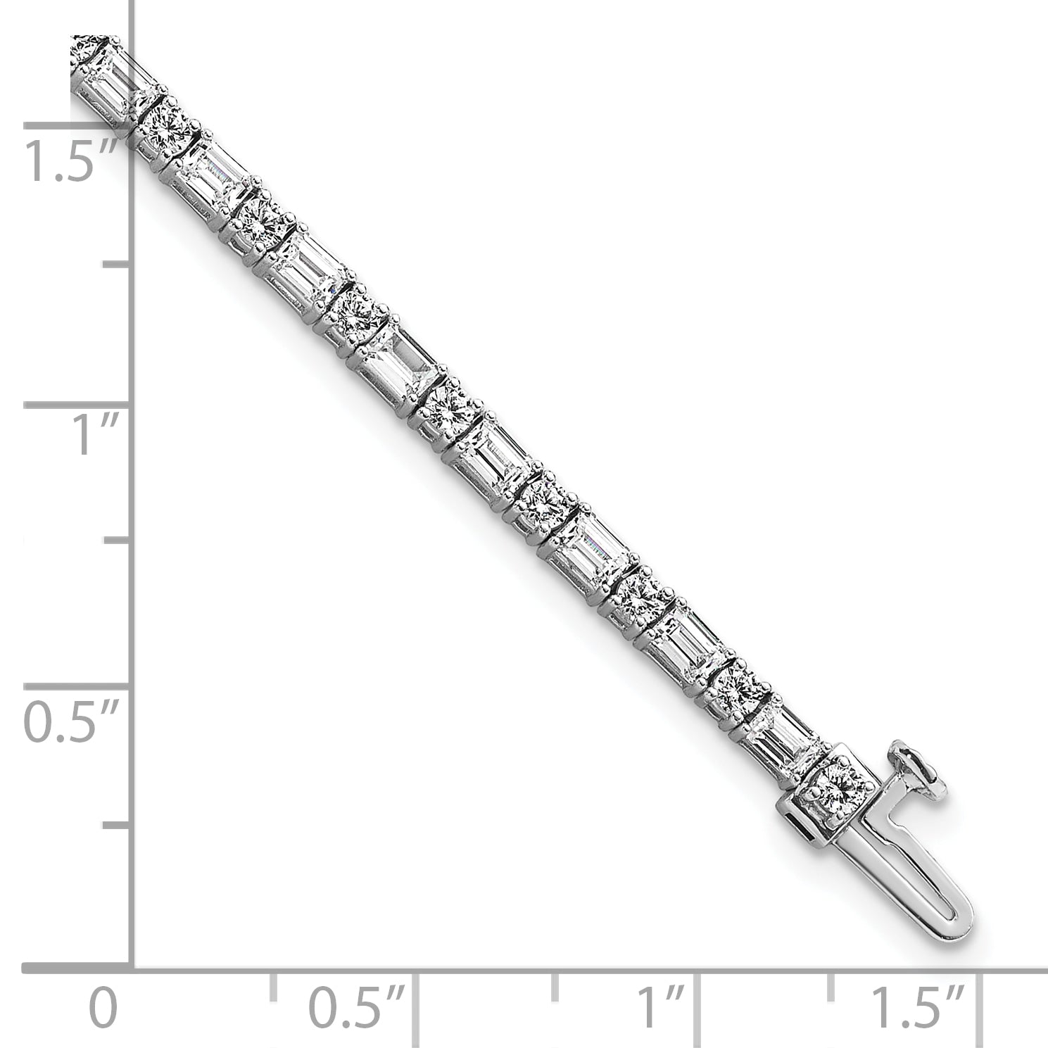14K White Gold 4 7/8 Carat Lab Grown Diamond Vs+ F+ Complete Emerald And Round Tennis Bracelet