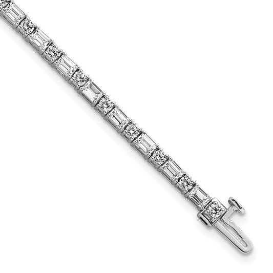 14K White Gold 4 7/8 Carat Lab Grown Diamond Vs+ F+ Complete Emerald And Round Tennis Bracelet