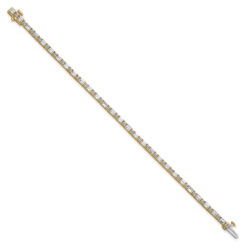 14K Yellow Gold 4 7/8 Carat Lab Grown Diamond Vs+ F+ Complete Emerald And Round Tennis Bracelet