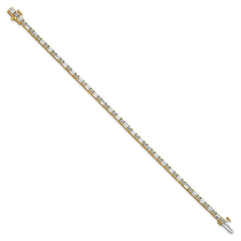 14K Yellow Gold 4 7/8 Carat Certified Lab Grown Diamond Vs/Si+ G+ Complete Emerald And Round Tennis Bracelet