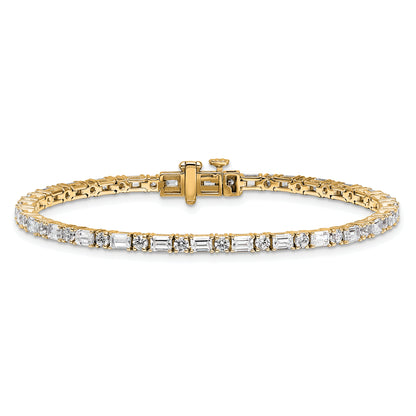 14K Yellow Gold 4 7/8 Carat Certified Lab Grown Diamond Vs+ F+ Complete Emerald And Round Tennis Bracelet