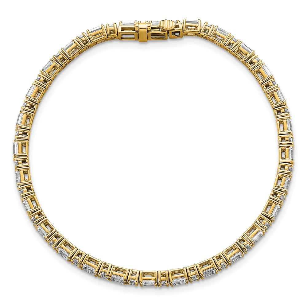 14K Yellow Gold 4 7/8 Carat Certified Lab Grown Diamond Vs+ F+ Complete Emerald And Round Tennis Bracelet