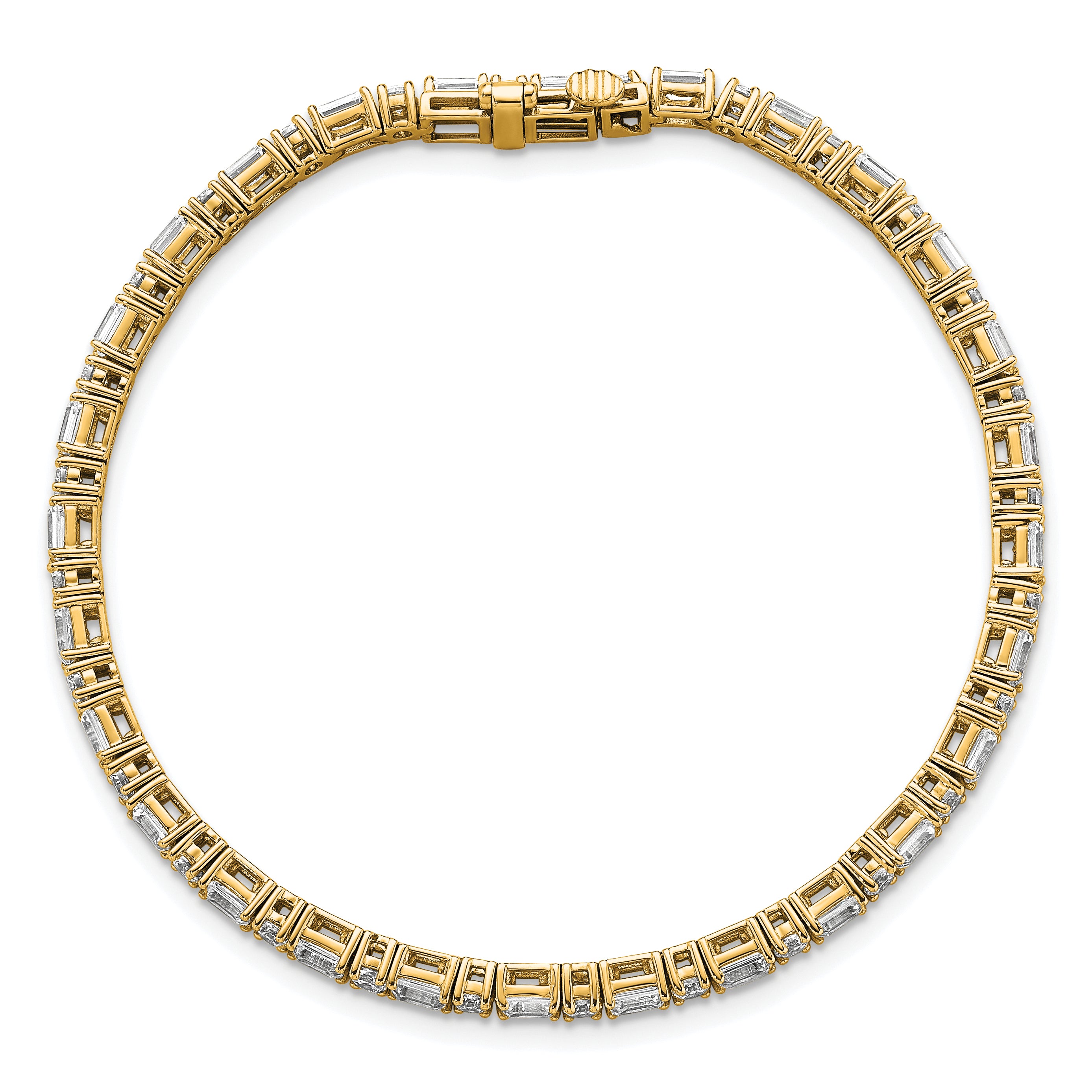 14K Yellow Gold 4 7/8 Carat Certified Lab Grown Diamond Vs+ F+ Complete Emerald And Round Tennis Bracelet